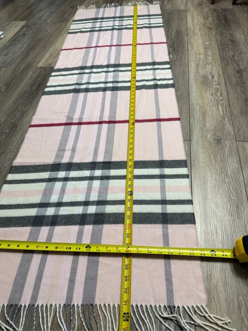 Large Soft Light Pink Plaid Fringe Wrap Scarf